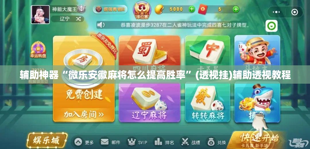 辅助神器“微乐安徽麻将怎么提高胜率”(透视挂)辅助透视教程