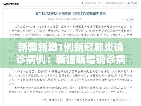 新疆新增1例新冠肺炎确诊病例:新疆新增确诊病例行动轨迹 新疆新增1例新冠肺炎确诊病例:新疆新增确诊病例行动轨迹