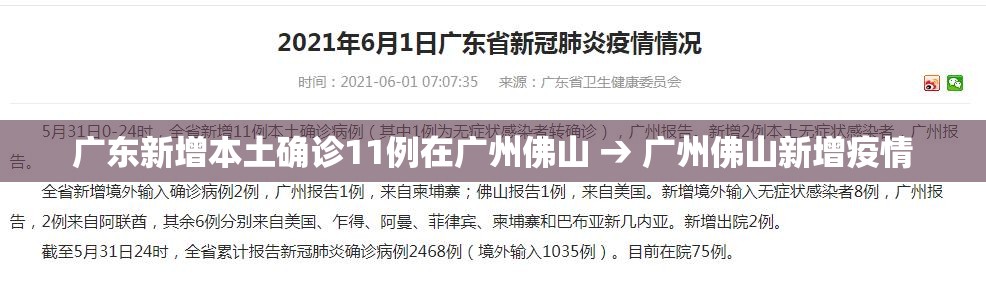 广东新增本土确诊11例在广州佛山 → 广州佛山新增疫情 广东新增本土确诊11例在广州佛山 → 广州佛山新增疫情
