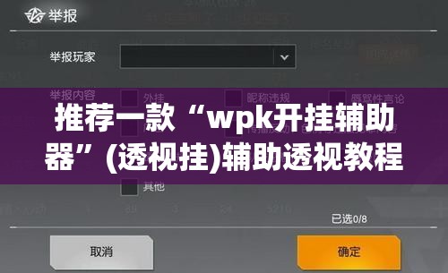 推荐一款“wpk开挂辅助器	”(透视挂)辅助透视教程