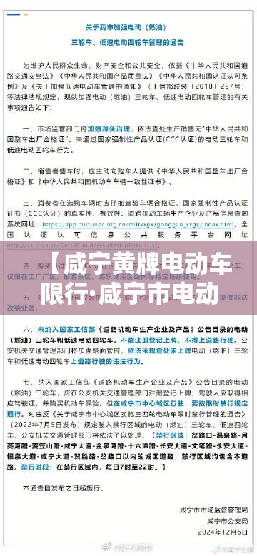 【咸宁黄牌电动车限行·咸宁市电动自行车管理办法】