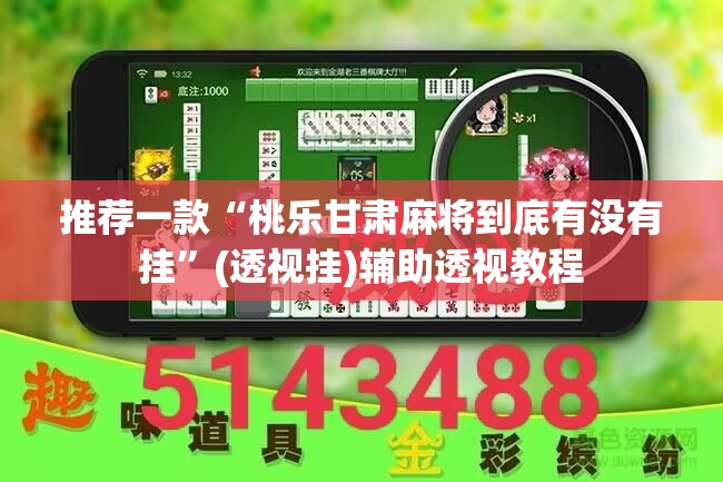 推荐一款“桃乐甘肃麻将到底有没有挂”(透视挂)辅助透视教程