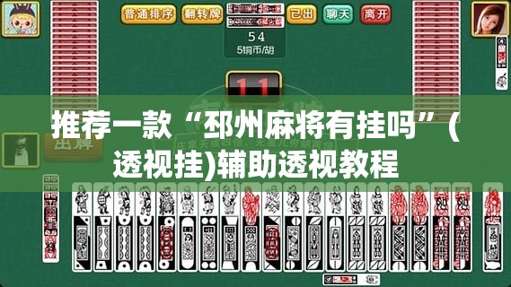 推荐一款“邳州麻将有挂吗”(透视挂)辅助透视教程
