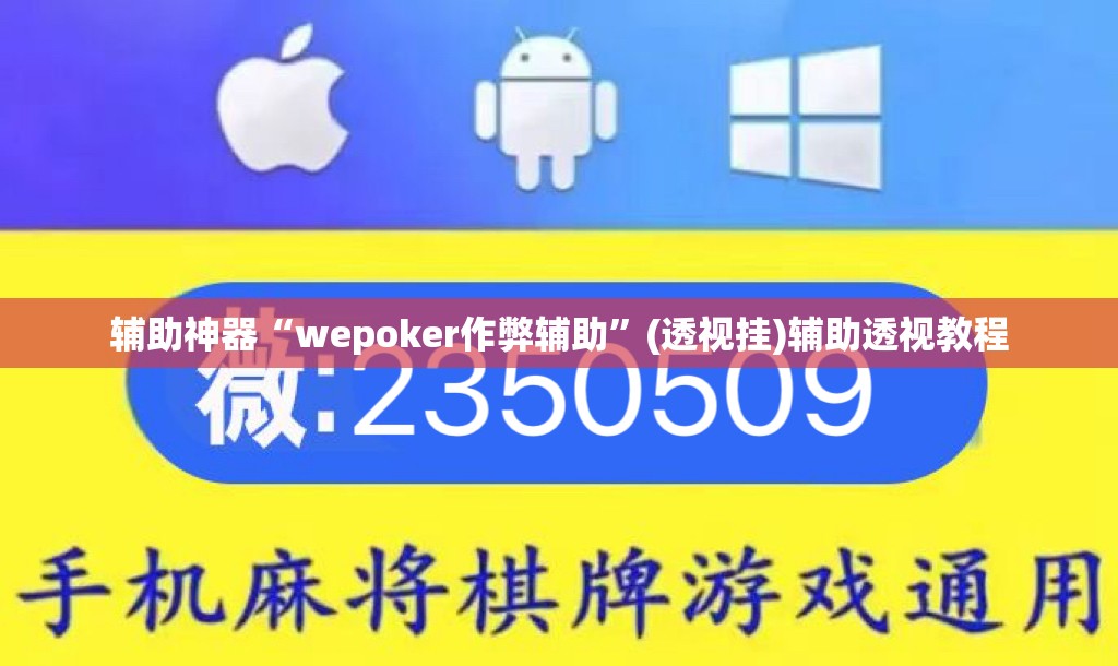 辅助神器“wepoker作弊辅助”(透视挂)辅助透视教程