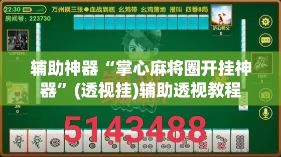 辅助神器“掌心麻将圈开挂神器”(透视挂)辅助透视教程