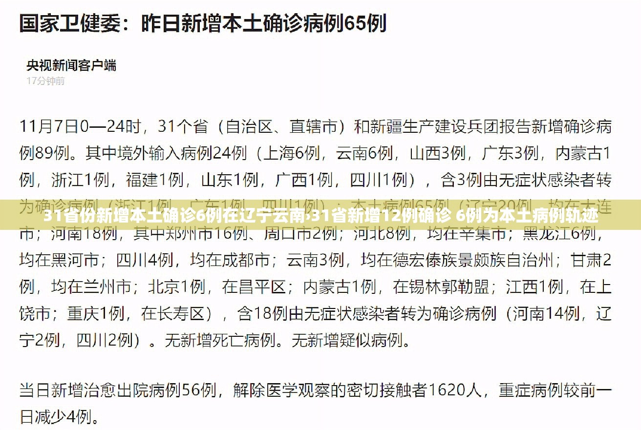 31省份新增本土确诊6例在辽宁云南›31省新增12例确诊 6例为本土病例轨迹 31省份新增本土确诊6例在辽宁云南›31省新增12例确诊 6例为本土病例轨迹