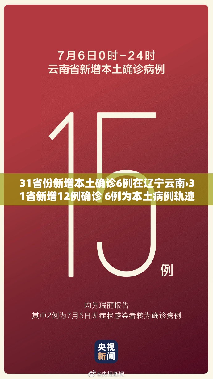 31省份新增本土确诊6例在辽宁云南›31省新增12例确诊 6例为本土病例轨迹 31省份新增本土确诊6例在辽宁云南›31省新增12例确诊 6例为本土病例轨迹