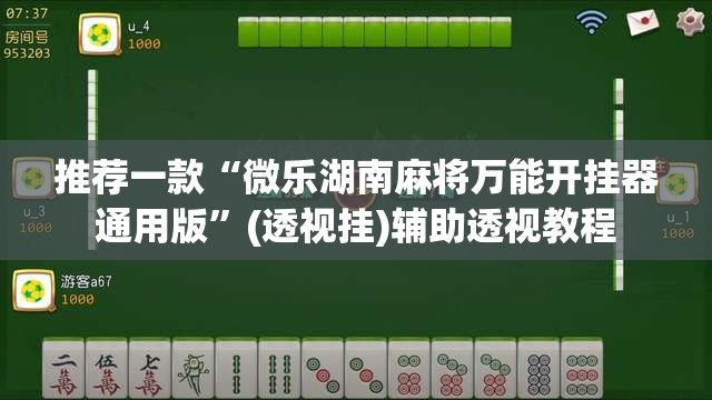 推荐一款“微乐湖南麻将万能开挂器通用版	”(透视挂)辅助透视教程