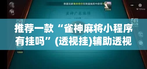 推荐一款“雀神麻将小程序有挂吗”(透视挂)辅助透视教程