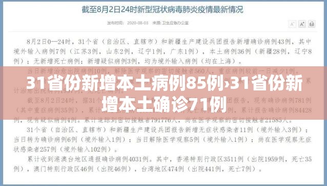 31省份新增本土病例85例›31省份新增本土确诊71例