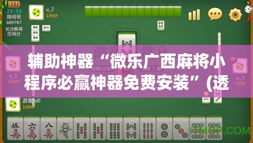辅助神器“微乐广西麻将小程序必赢神器免费安装	”(透视挂)辅助透视教程