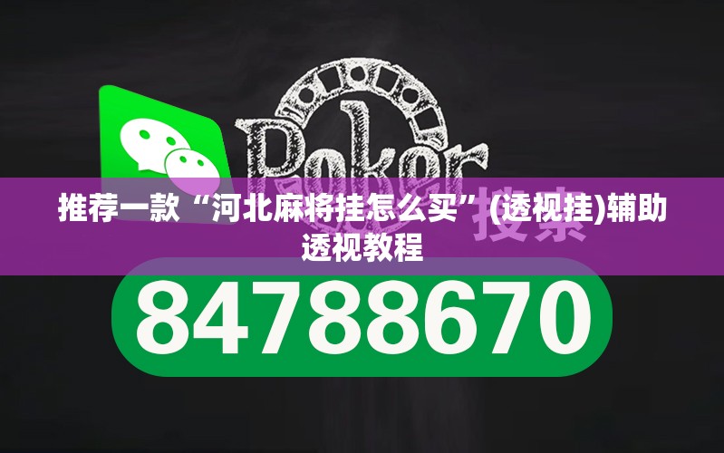 推荐一款“河北麻将挂怎么买”(透视挂)辅助透视教程