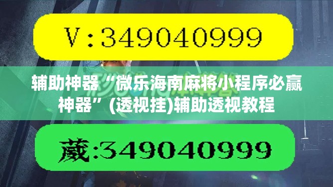辅助神器“微乐海南麻将小程序必赢神器	”(透视挂)辅助透视教程