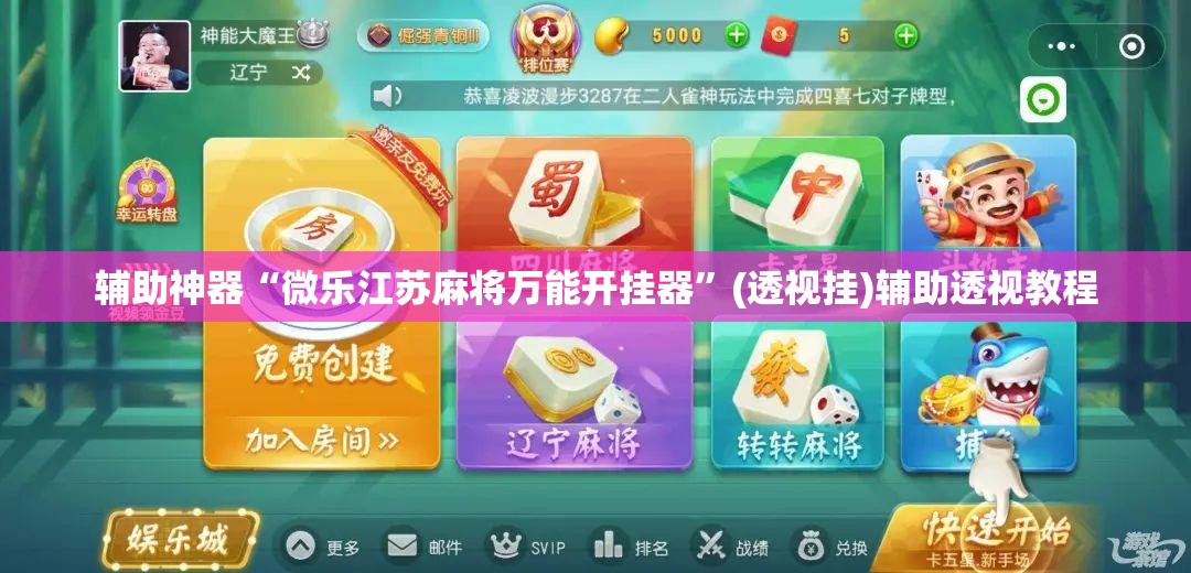 辅助神器“微乐江苏麻将万能开挂器	”(透视挂)辅助透视教程