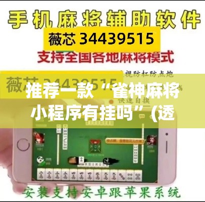 推荐一款“雀神麻将小程序有挂吗	”(透视挂)辅助透视教程