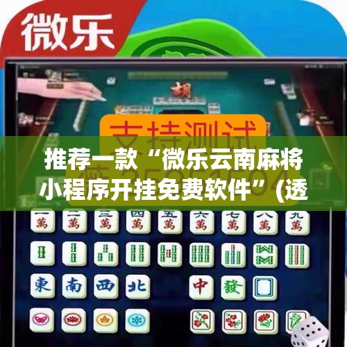 推荐一款“微乐云南麻将小程序开挂免费软件”(透视挂)辅助透视教程