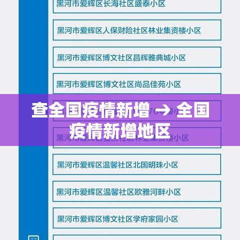 查全国疫情新增 → 全国疫情新增地区