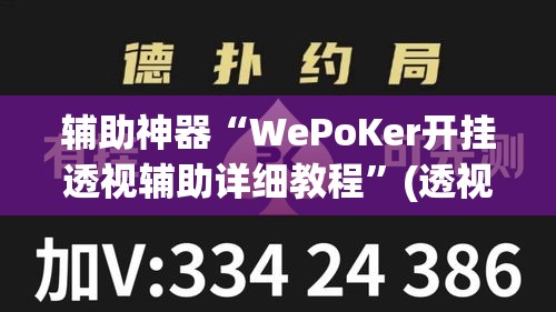 辅助神器“WePoKer开挂透视辅助详细教程	”(透视挂)辅助透视教程