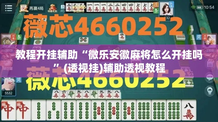 教程开挂辅助“微乐安徽麻将怎么开挂吗”(透视挂)辅助透视教程
