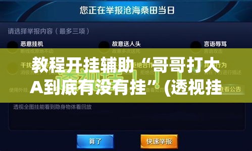 教程开挂辅助“哥哥打大A到底有没有挂	”(透视挂)辅助透视教程