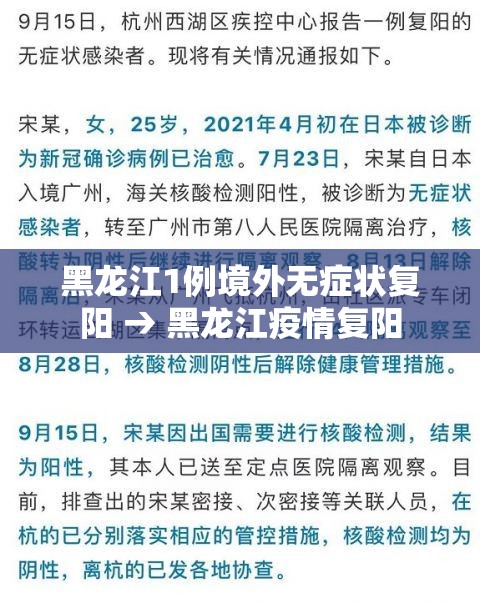 黑龙江1例境外无症状复阳 → 黑龙江疫情复阳 黑龙江1例境外无症状复阳 → 黑龙江疫情复阳