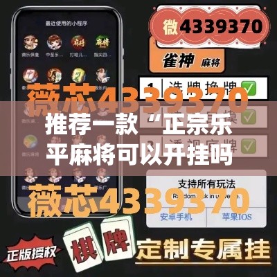 推荐一款“正宗乐平麻将可以开挂吗”(透视挂)辅助透视教程