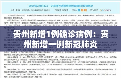 贵州新增1例确诊病例:贵州新增一例新冠肺炎 贵州新增1例确诊病例:贵州新增一例新冠肺炎