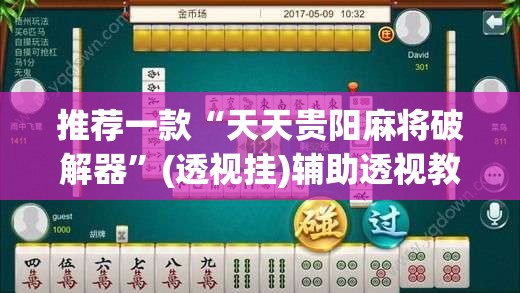 推荐一款“天天贵阳麻将破解器”(透视挂)辅助透视教程