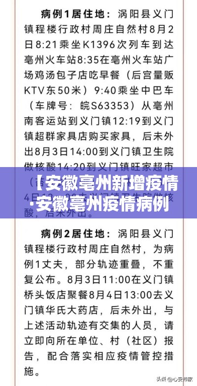 【安徽亳州新增疫情·安徽亳州疫情病例】