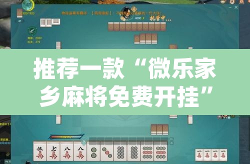 推荐一款“微乐家乡麻将免费开挂	”(透视挂)辅助透视教程