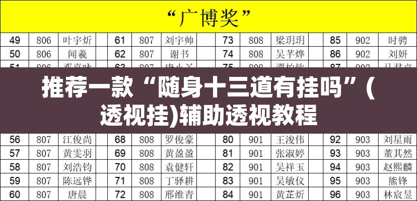 推荐一款“随身十三道有挂吗”(透视挂)辅助透视教程