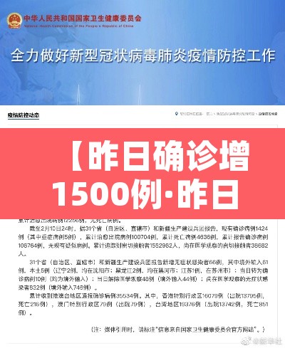 【昨日确诊增1500例·昨日确诊新增多少例?】 【昨日确诊增1500例·昨日确诊新增多少例?】