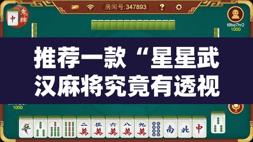 推荐一款“星星武汉麻将究竟有透视挂吗	”(透视挂)辅助透视教程