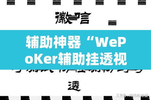 辅助神器“WePoKer辅助挂透视软件”(透视挂)辅助透视教程