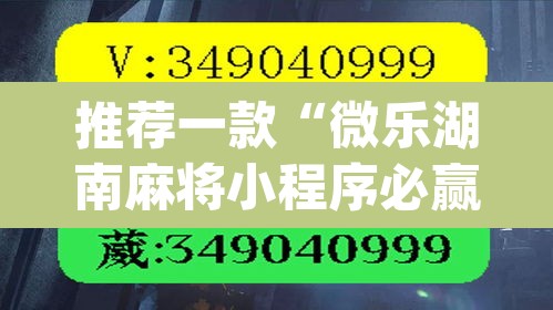 推荐一款“微乐湖南麻将小程序必赢神器免费”(透视挂)辅助透视教程