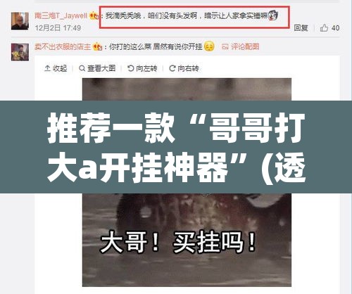 推荐一款“哥哥打大a开挂神器	”(透视)其实确实有挂