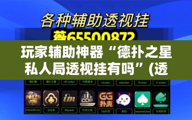 玩家辅助神器“德扑之星私人局透视挂有吗”(透视挂)辅助透视教程