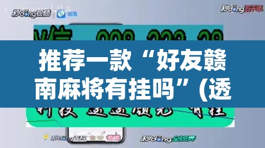 推荐一款“好友赣南麻将有挂吗”(透视挂)辅助透视教程
