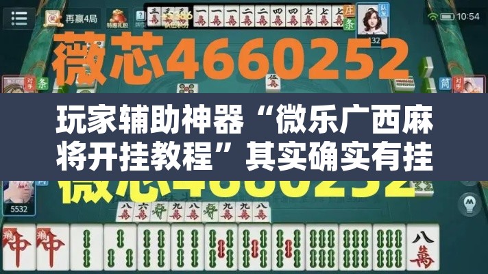 玩家辅助神器“微乐广西麻将开挂教程”其实确实有挂
