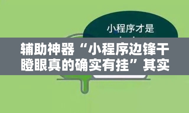 辅助神器“小程序边锋干瞪眼真的确实有挂”其实确实有挂