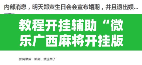 教程开挂辅助“微乐广西麻将开挂版本软件”开挂辅助脚本+详细开挂安装教程