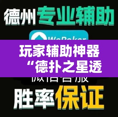 玩家辅助神器“德扑之星透视挂辅助软件”附辅助神器开挂脚本详细步骤