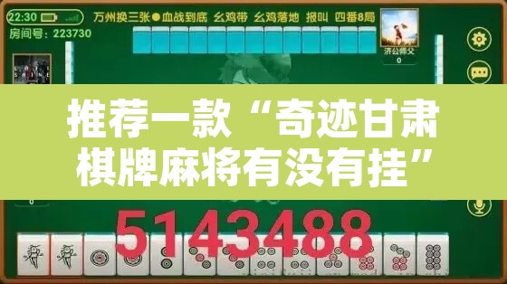 推荐一款“奇迹甘肃棋牌麻将有没有挂”附辅助神器开挂脚本详细步骤