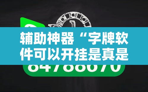 辅助神器“字牌软件可以开挂是真是假？”其实确实有挂