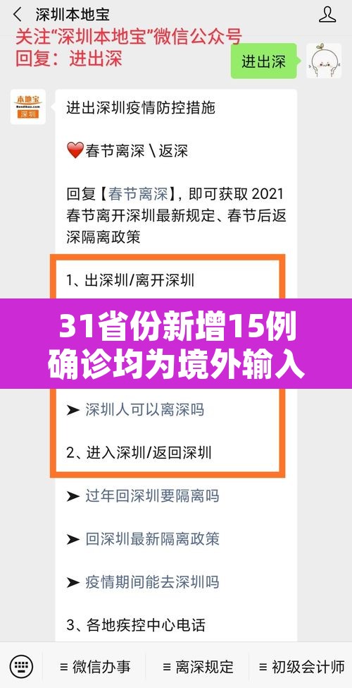 31省份新增15例确诊均为境外输入 → 31省份新增确诊33例均为境外输入