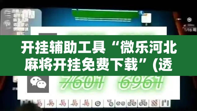 开挂辅助工具“微乐河北麻将开挂免费下载”(透视)其实确实有挂