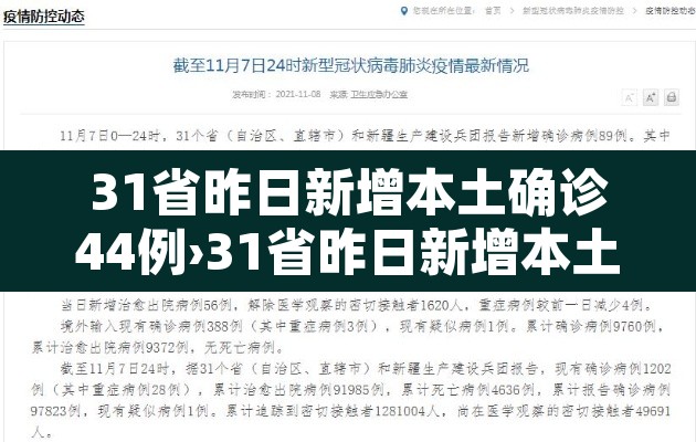 31省昨日新增本土确诊44例›31省昨日新增本土病例55例 31省昨日新增本土确诊44例›31省昨日新增本土病例55例