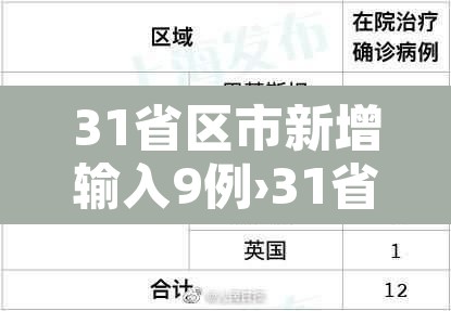 31省区市新增输入9例›31省区市新增9例确诊病例