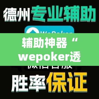 辅助神器“wepoker透视实战视频”其实确实有挂