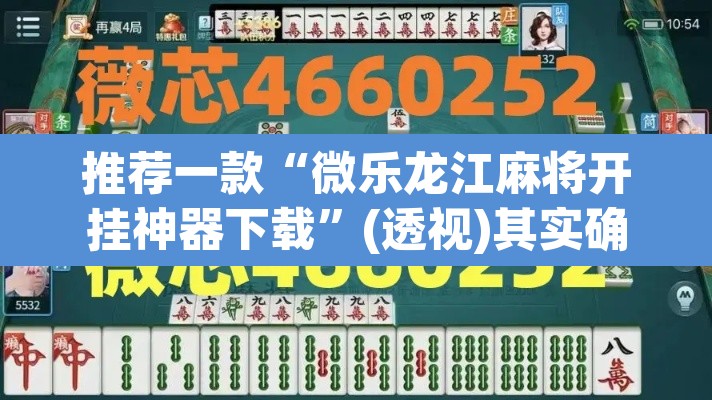 推荐一款“微乐龙江麻将开挂神器下载”(透视)其实确实有挂